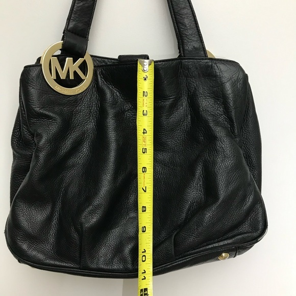 Michael Michael Kors Womens Pebbled Leather Top Handle Logo Tote Handbag Black - Picture 7 of 16